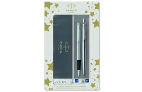 SET PARKER JOTTER STAINLESS STEEL FOUNTAIN PEN AND BALL PEN